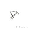 316L SURGICAL STEEL THREADLESS PUSH IN RIBBON CHAIN DANGLE DANGLE CZ TOP PART